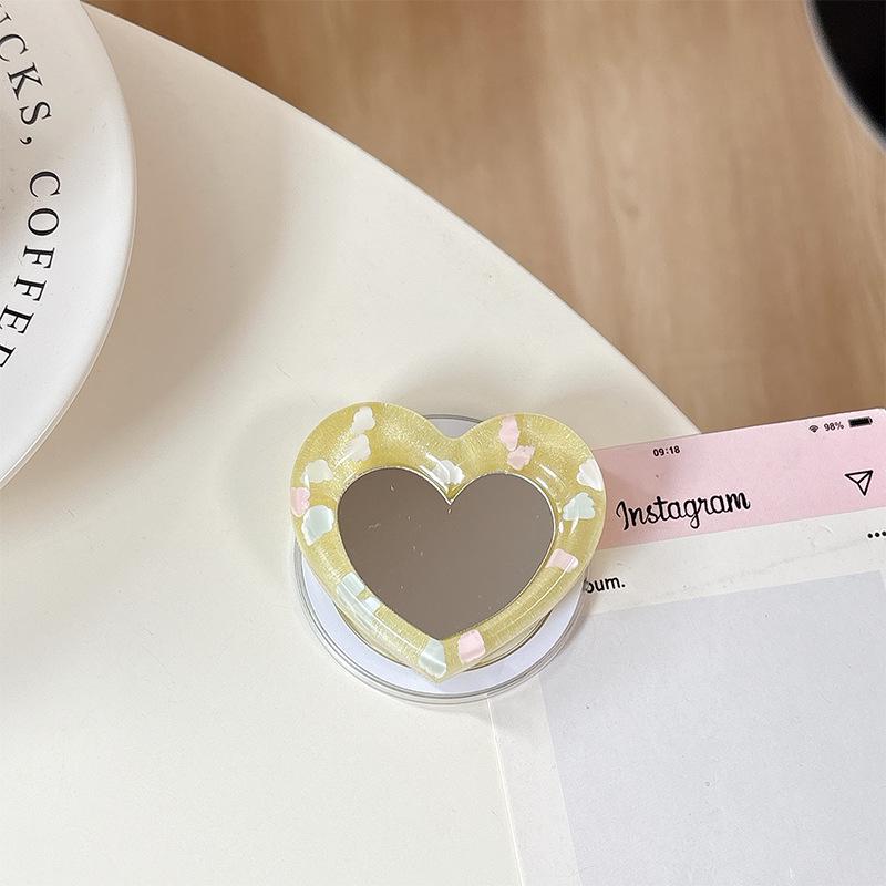 Creative Heart Mirror Phone Stand: Telescopic, Folding, Portable, Stable Desktop Holder