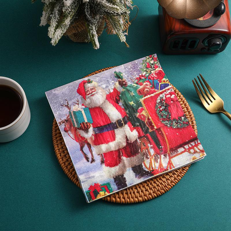 20Pcs/pack 33x33cm Christmas Series Printed Paper Disposable Table Dinner Napkin Tissues Xmas New Year Party Decor