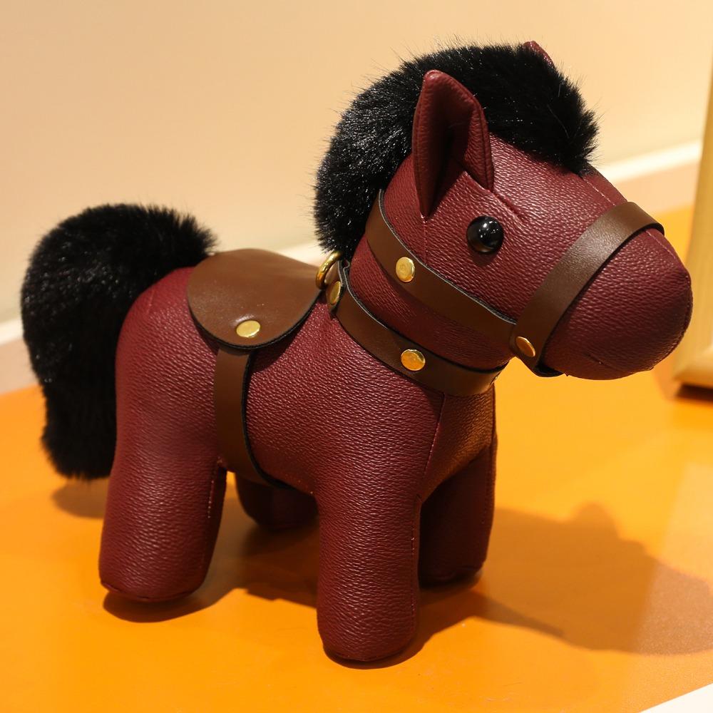 

New Cute Horse Doll Pendant Animal Simulation Horse Pendant PU Leather Horse Pendant Soft Stuffed Animal Toy Bag Decor
