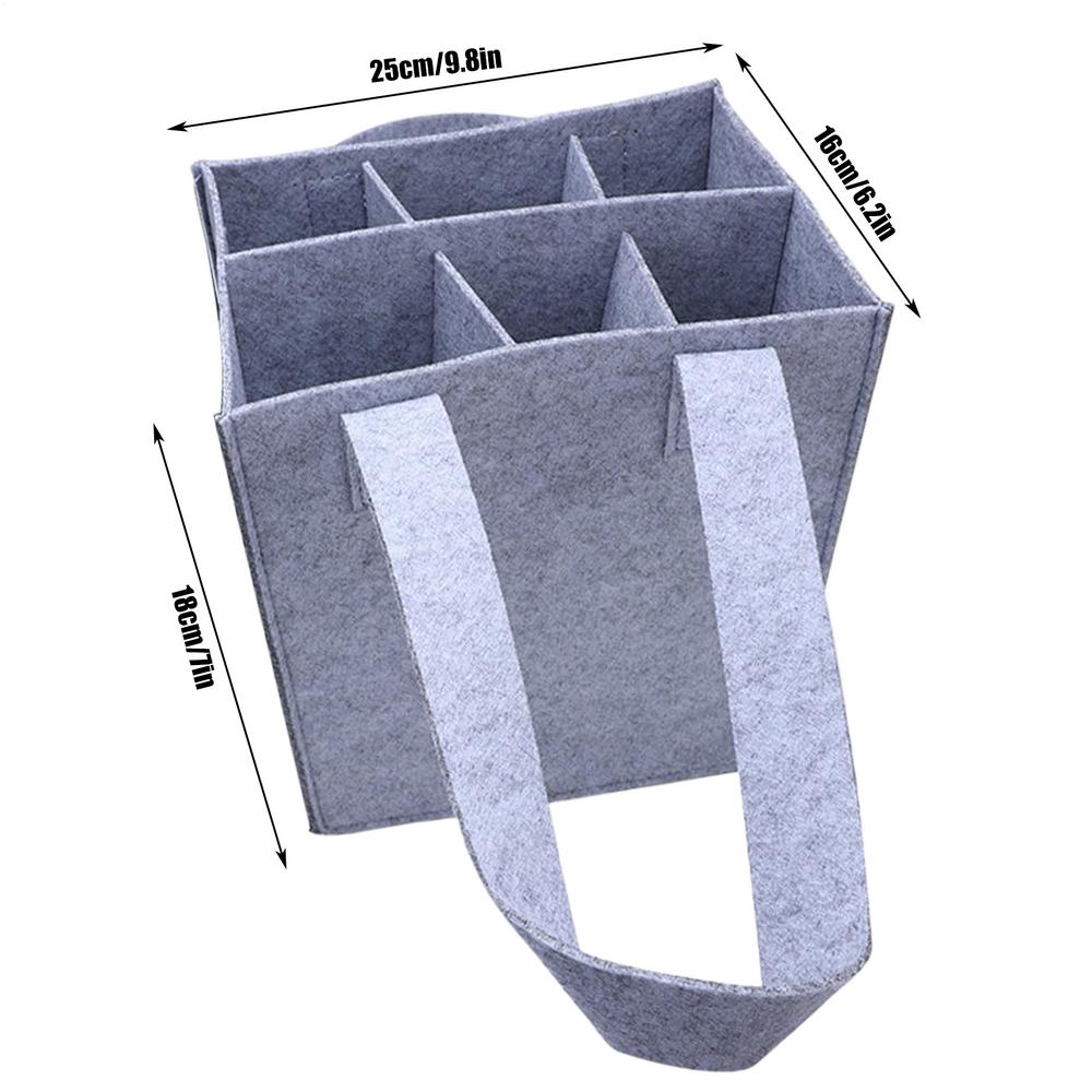 

6 Compartment Bottle Holder Felt Wine Bottle Tote Bag Portable Felt Liquor Bottle Tote with Handles Bottle Wine Carrier