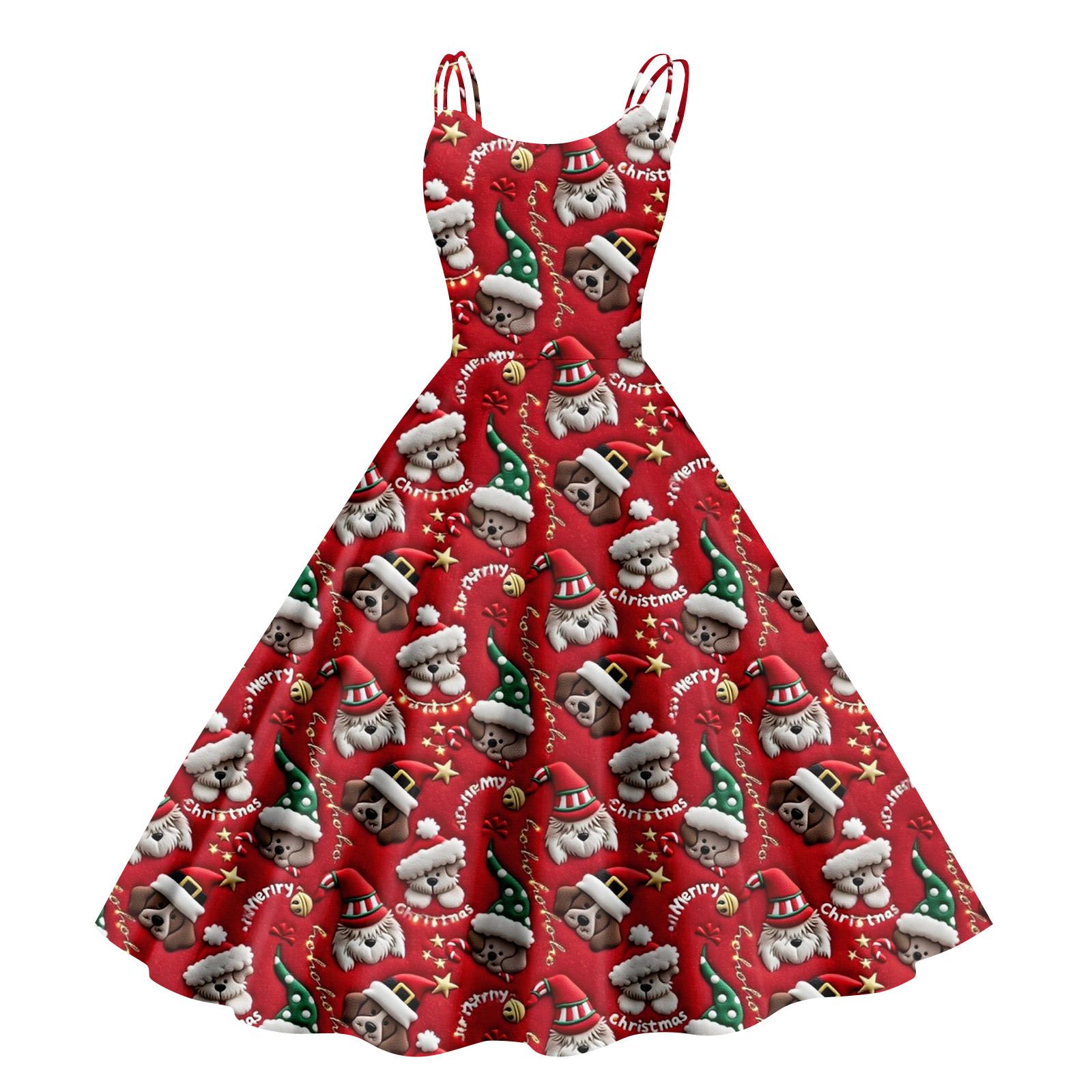 

Женское повседневное рождественское платье-сарафан в винтажном стиле с принтом S киноварь