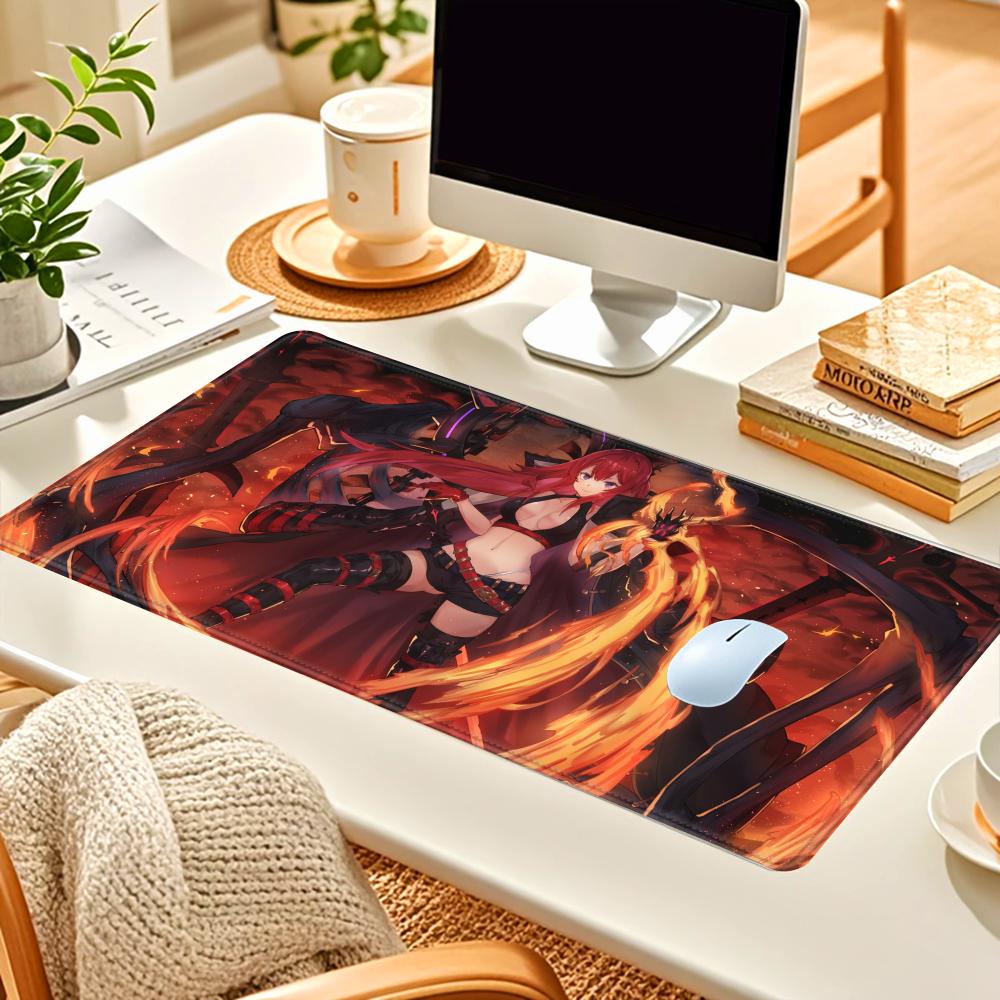 HYBXAXC Game Arknights Surtr Mousepad Large Keyboard Desk Mat Gaming Mouse Pad LockEdge Nonslip Mat