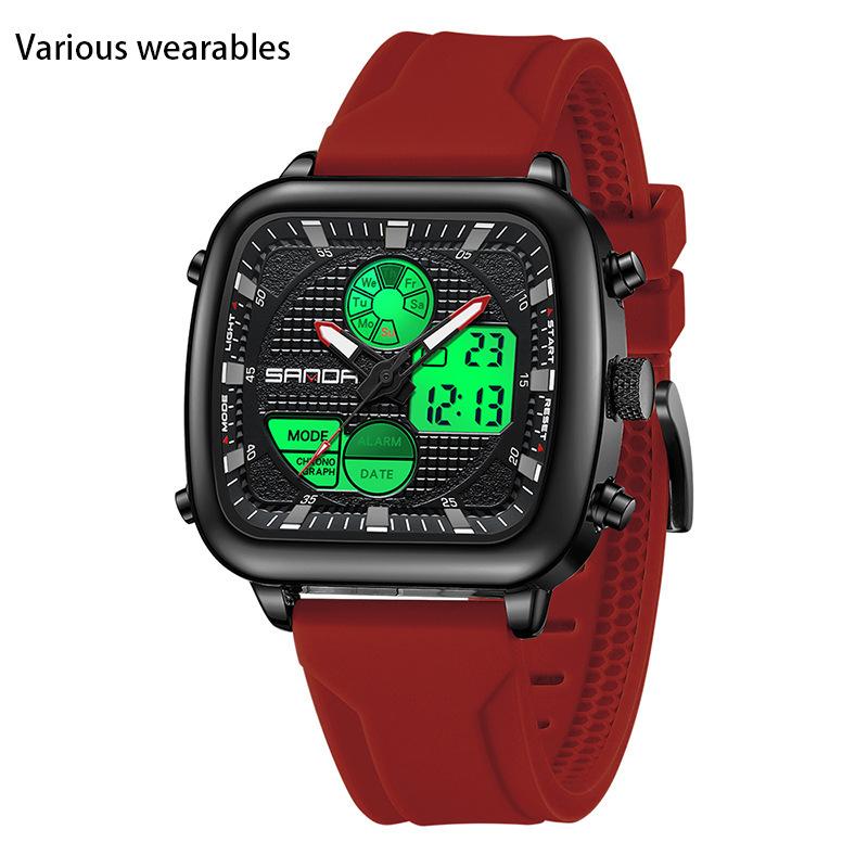 New Electronic Watch Youth Multifunctional Waterproof Sports Watch Alarm Clock Silicone Strap Luminous Watch