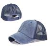 Women Ripped Anti UV Mesh Ponytail Hat Adjustable Breathable Sports Baseball Cap