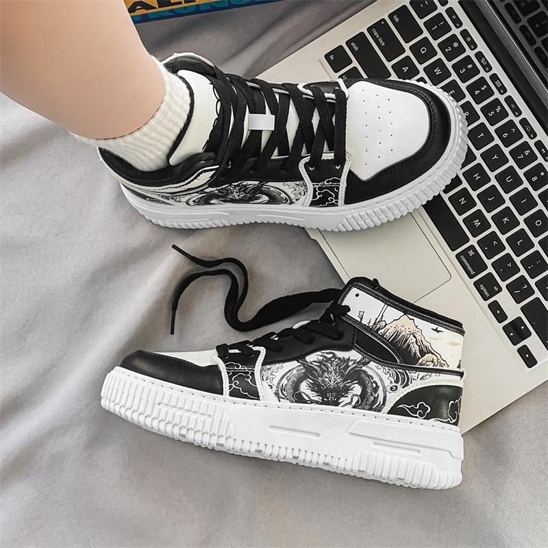 Fashion Autumn Winter Men Ankle Boots High Top Mens Casual Shoes Comfortable Couple Sports Shoes Lightweight Walking Sneakers