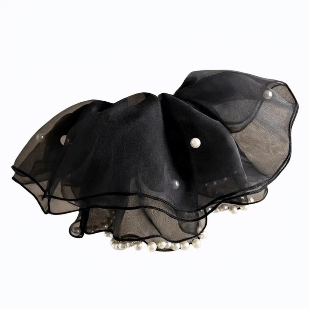 Pearl Large Organza Scrunchies Hair Bands Hair Ties Ponytail Holder Gentle Elastic Oversize Chiffon Scrunchies Bun Hairstyle