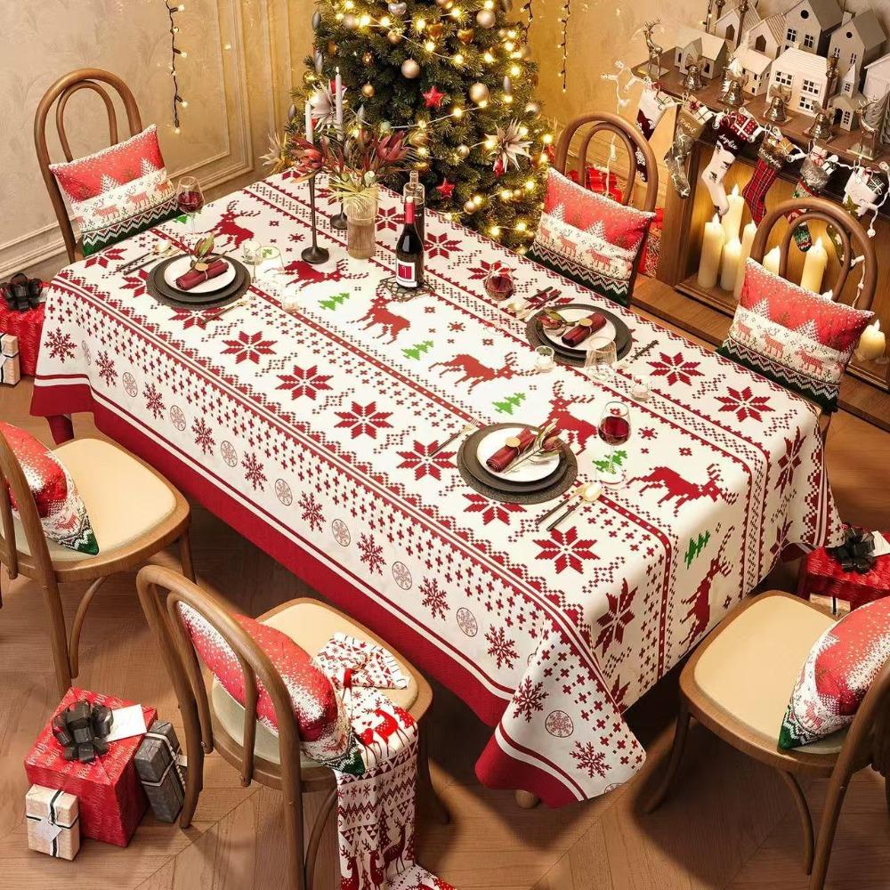 Festive Christmas Tablecloth for Dining Table Holiday Decor Home Party Theme Cover
