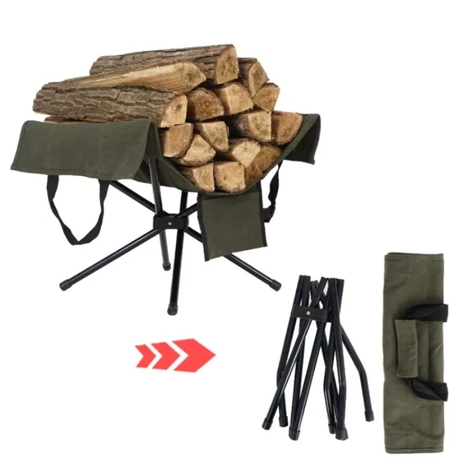1 Pcs Outdoor Firewood Carrier Tote Bag with Customized Heavy-Duty Waterproof Canvas Fireplace Log Firewood Holder
