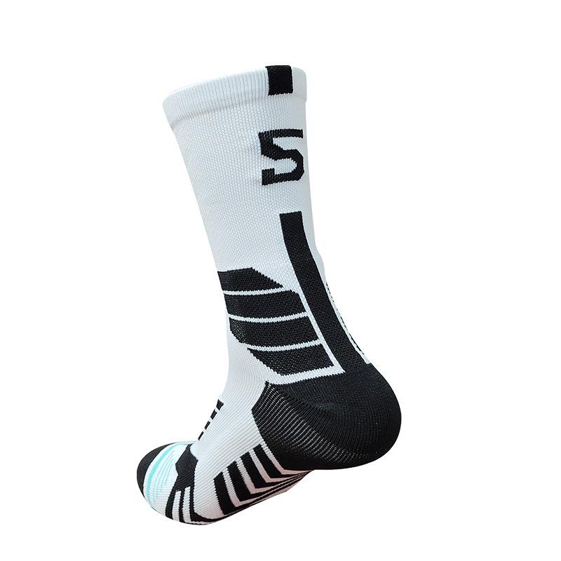 Qiao Kushi Mid-Calf Sports Socks, Thick Terry, Sweat-Absorbent, Adult Basketball Socks