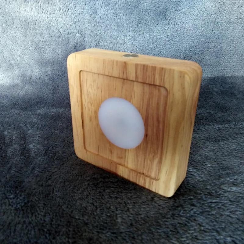 Square Led Wooden Lamp Holder Rechargeable Night Light Desktop Atmosphere Lamps Solid Wood Lights Base Art Decoration Fixtures