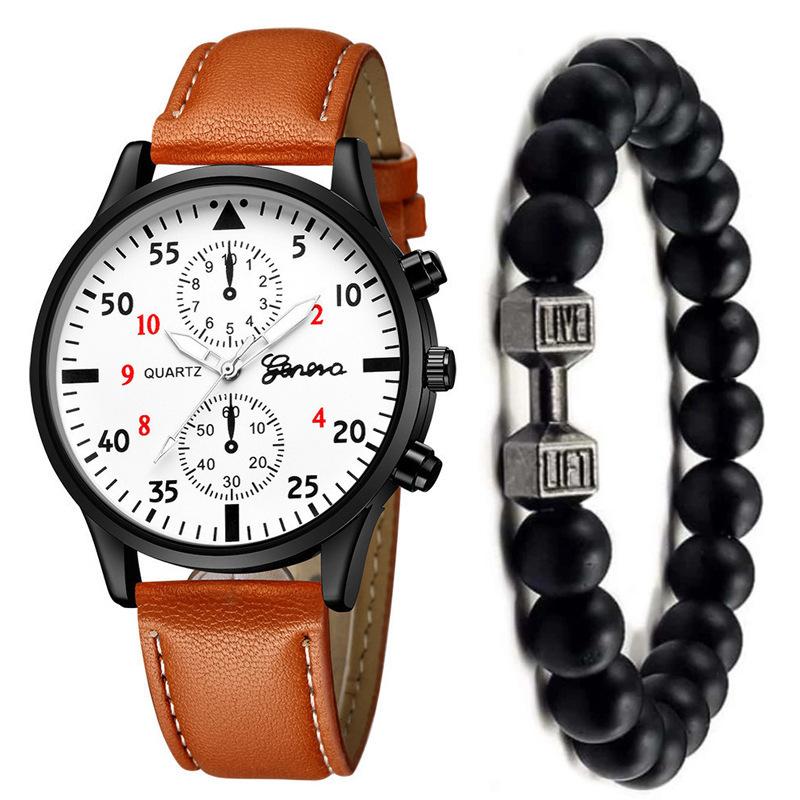 Men's Watch High-end Hong Kong Style Fashion Watch Fashion Versatile Quartz Watch High-end Watch Men's Watch Set