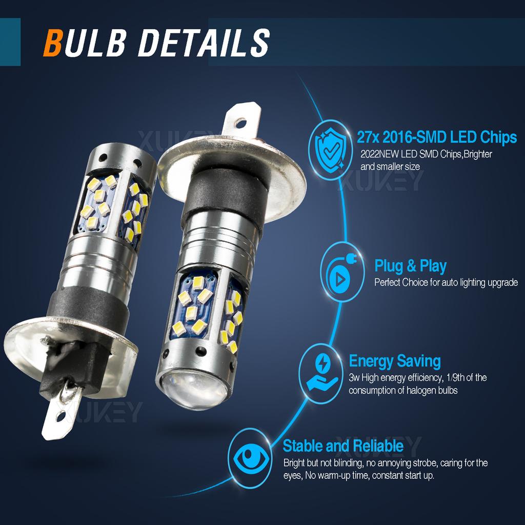 2X pojedyncza wtyczka Mini LED H1 High Low Beam Headlight Car Fog Light DRL Żarówki Zestaw konwersji 12V bezwentylatorowy Halogen Replacement 6000K