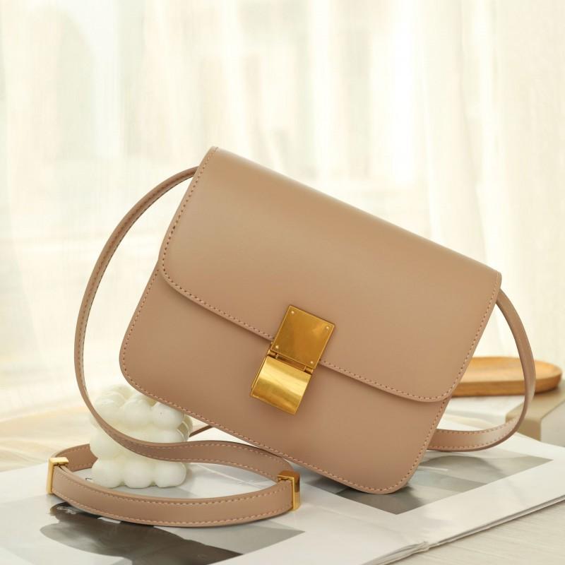 High-end Fashionable Small Square Bag Genuine Leather Women's Trendy Retro Tofu Box Cross-slung