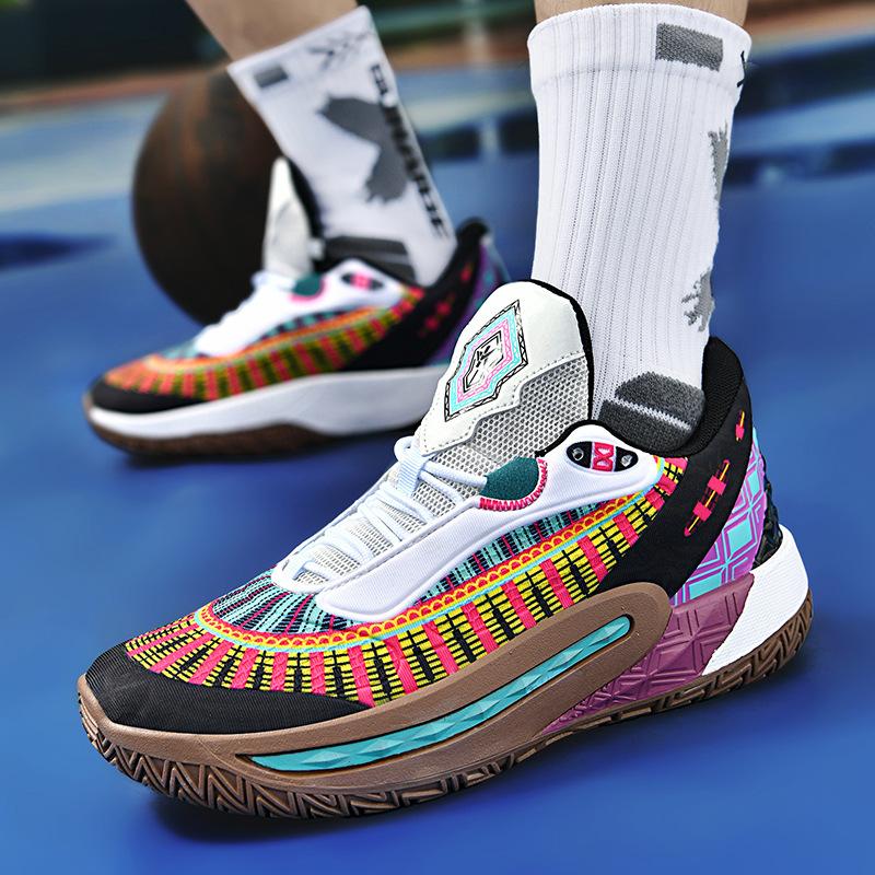 Luminous Color Basketball Shoes Low-top Wear-resistant and Non-slip Professional Practical Sports Shoes Rubber Outsole Friction Has Sound