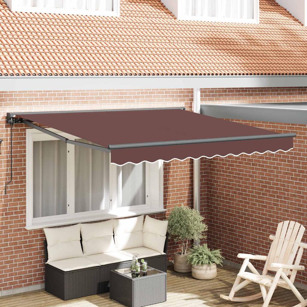 Retractable Awning Frame Brown 300 x 250 cm Polyester with PU Coating