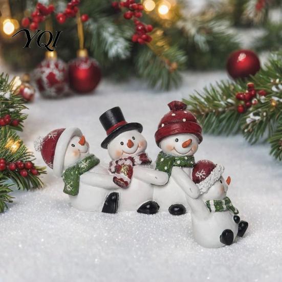 Resin Holiday Tabletop Figurines Christmas Table Edge Sitter Figurine, Tug of War Hanging Character Decor, Snowman Solid Ornaments Gnome Santa Corner