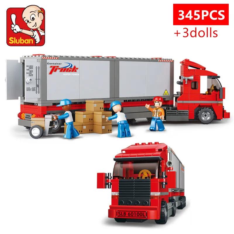 

Non-Toxic 345Pcs City Double Container Freight Car Building Blocks Transport Truck Car Model Bricks Sets Educational Diy Toys For Kids