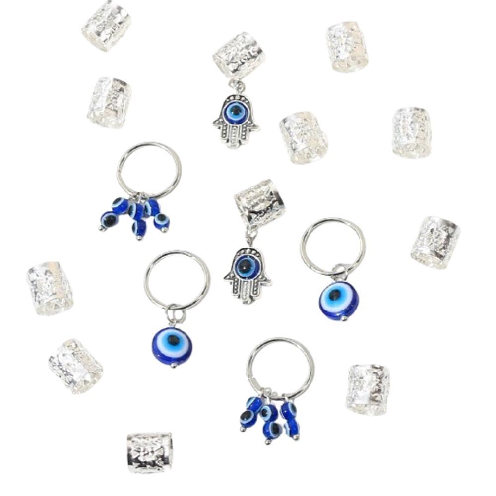 16pcs Dread Locks Dreadlocks Beads Evil Eye Hair Braid Tubes Hollow Out Hair Ring Women