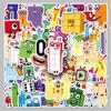 50 Stück/1 Los Digitale Block-Aufkleber Cartoon-Animation Pädagogisch Lustig Kinder-Graffiti Schreibwaren Desktop-Aufkleber