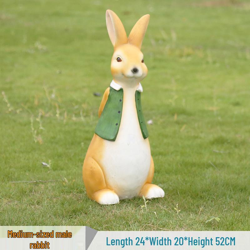Очаровательная садовая скульптура кролика: Декоративная фигурка животного для улицы