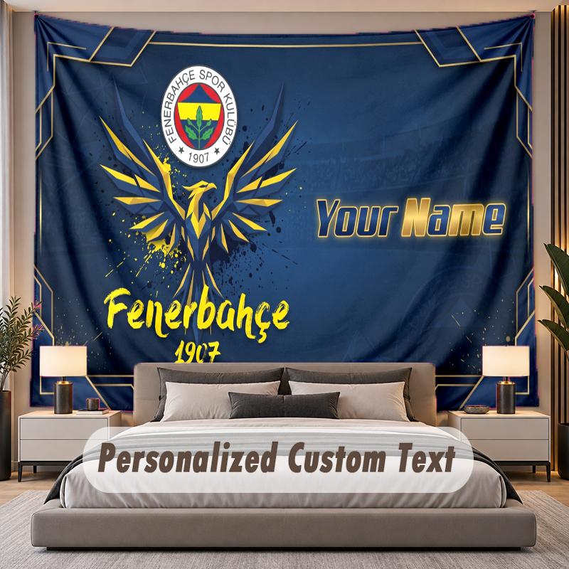 Custom Name Text Tapestry Fenerbahçe FC Personalized Polyester Wall Tapestry For Bedroom And Room