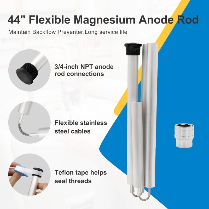 Water Heater Flexible Anode Rod Enhances Liquid Quality 4 Section Flexible Magnesium Anode Rod for Hot Water Heater