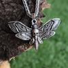 Halloween Dead Head Skull Pendant Women Moth Necklace for Christmas Gift