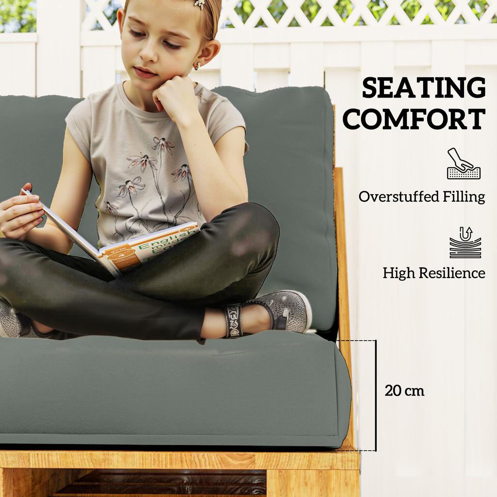 Two Piece Seat Pallet And Back Cushions   Charcoal Grey