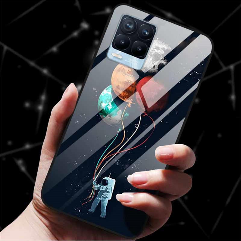 For Realme 8 Case Tempered Glass Hard Back Cover Case For Realme 8 5G 8i Realme 8 Pro Phone Case Cover Realme8 Pro Soft Bumper