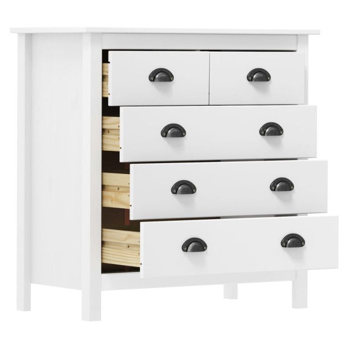VidaXL Buffet Commode Armoire Latérale Meuble de Rangement avec 5 Tiroirs Armoire de Rangement Intérieur Blanc 79x40x80 cm 288916