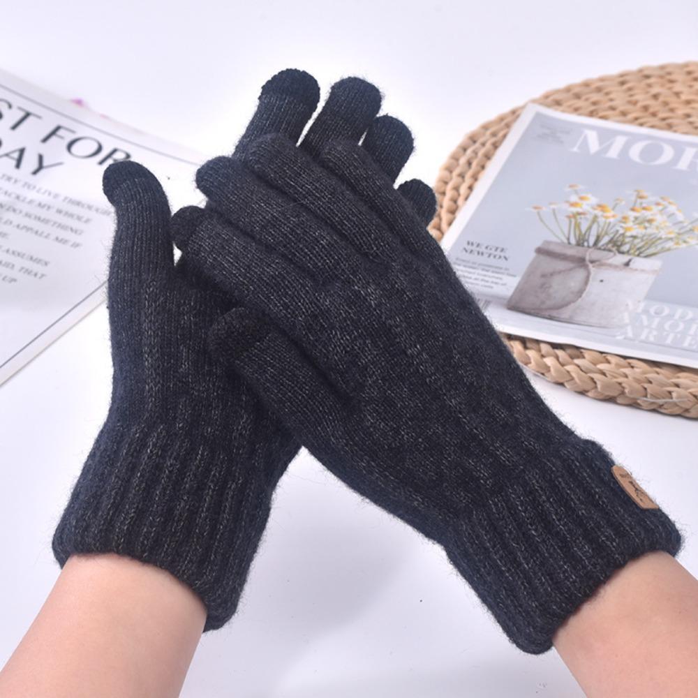 Windproof Wool Knitted Gloves Thicken Full Finger Guantes Fashion Crochet Glove  Women Men