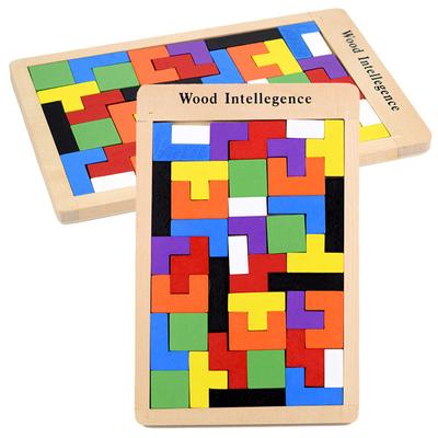 Wooden Puzzles Magic Tangram Jigsaw Cubes 3D Russian Blocks Game Toys for Children Brain Teasers Montessori Educational