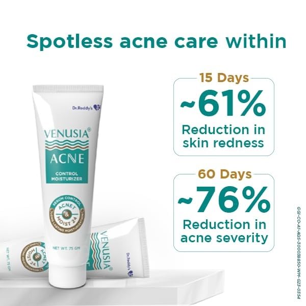 Venusia Akne Feuchtigkeitscreme 75g für Reine Haut Kontrolliert Öl Hydratation für Alle Hauttypen