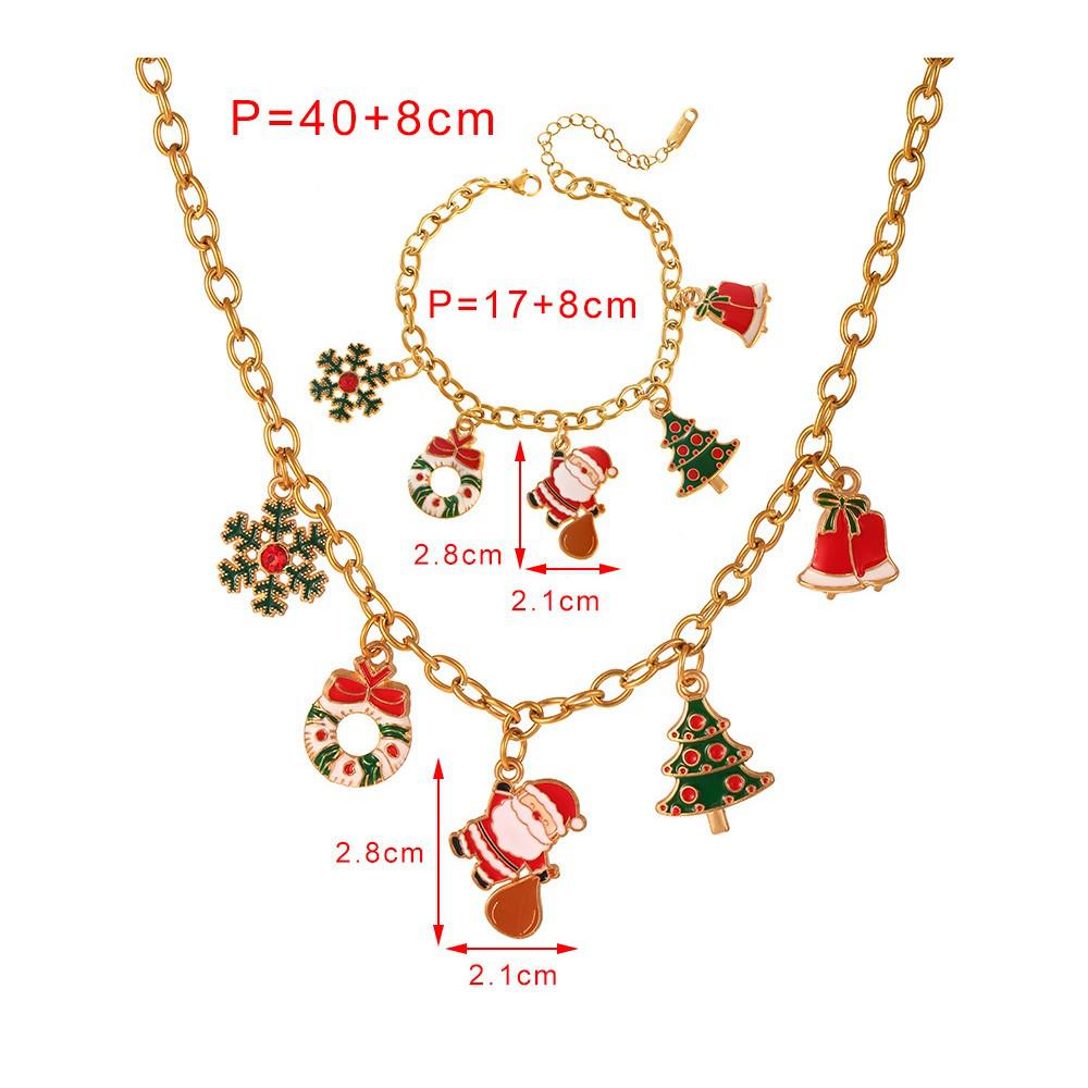 High-End Christmas Necklace with Cartoon Christmas Tree and Bells Design