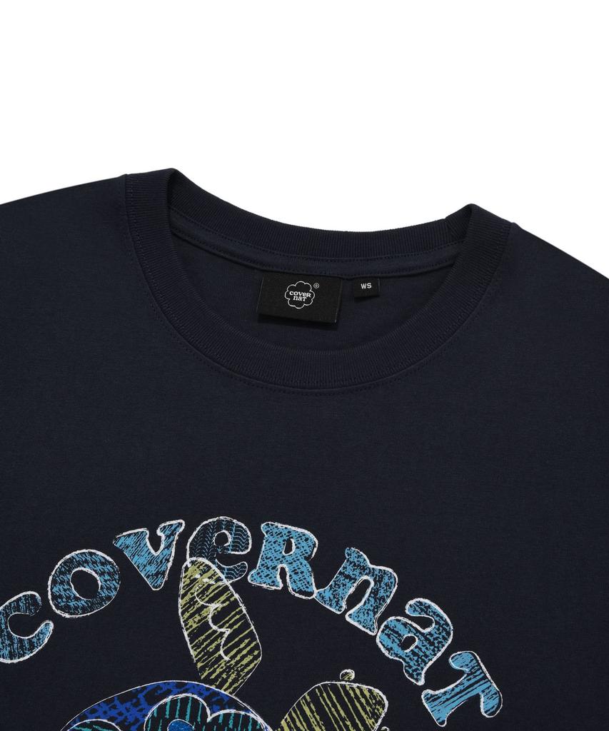 COVERNAT WOMAN Doodle Turtle T-Shirt Navy