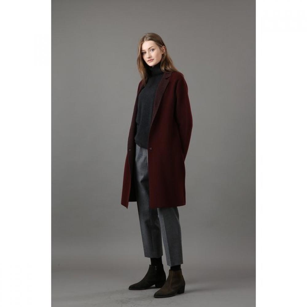 FURINA Cashmere Fine Wool Herringbone Coat Tailored Collar