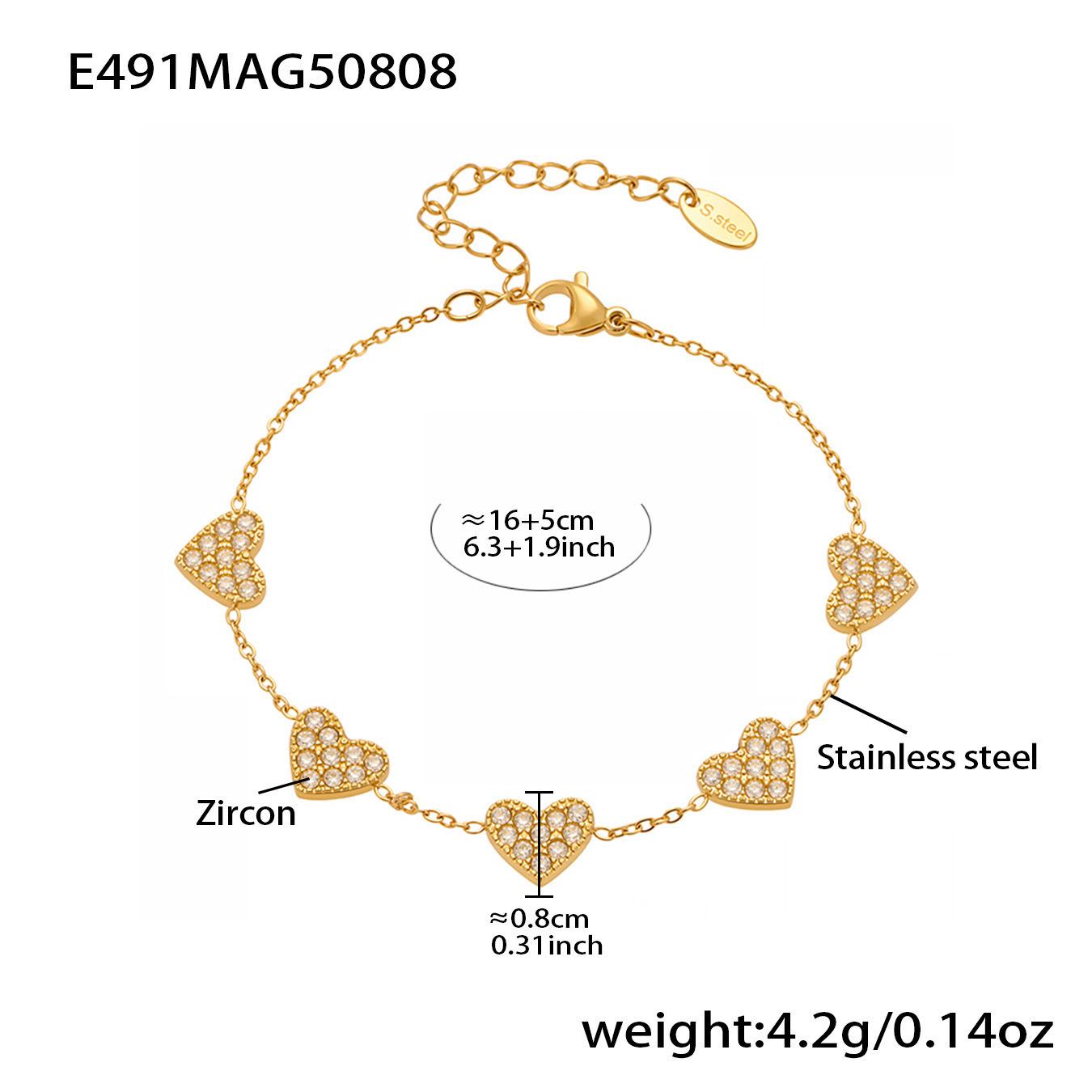 Qiong Yao Zircon Heart Titanium Bracelet & Hollow Butterfly Rhinestone Ring Set