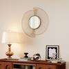 Round Decorative Mirror 60 Cm with 360 Degrees Mounting, Modern Metal Wall Decoration with Pleated Details, Gold