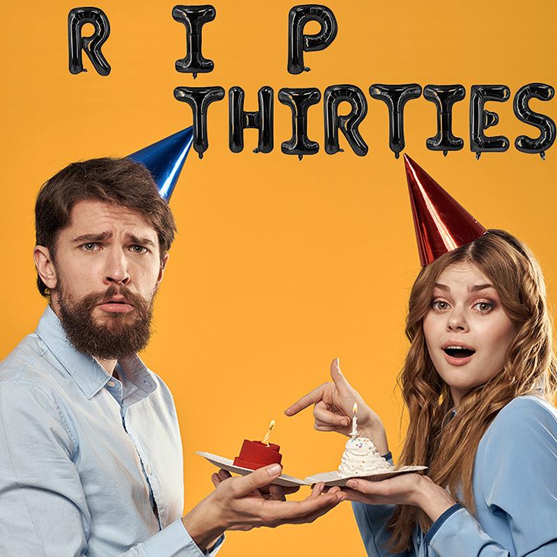 Rip Twenties/Thirties/Forties Balloons Birthday Balloons Banner Death To My 20S/30S/40S Party Decor For Youth Men Women