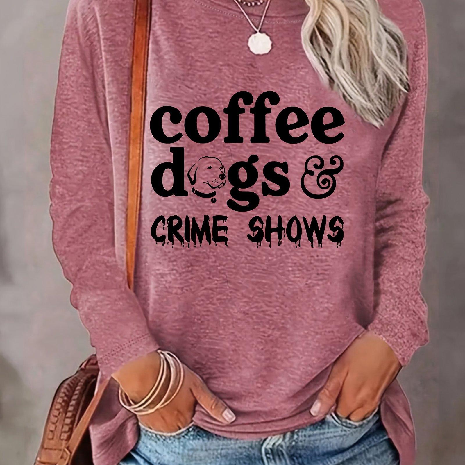 

Футболка с длинными рукавами и круглым вырезом с ярким принтом «Собака кофе» — мягкая, дышащая, L