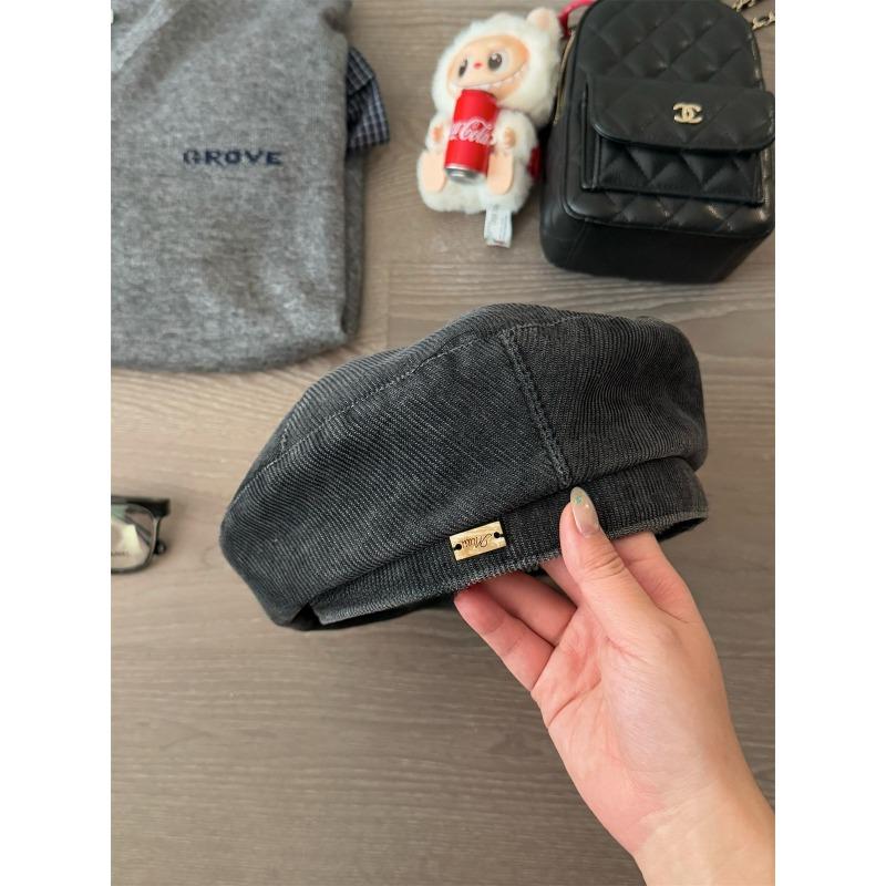 Retro Corduroy Beret Hat for Women Autumn New Style Versatile Face Showing Little Painter Hat