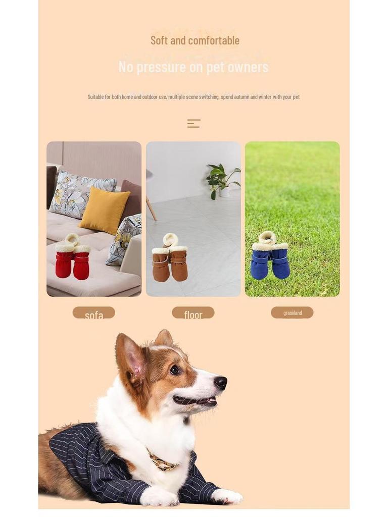 Velvet Snow Boots for Small Dogs: Soft Sole Pet Shoes for Teddy, Pomeranian, Poodle, Bichon Frise