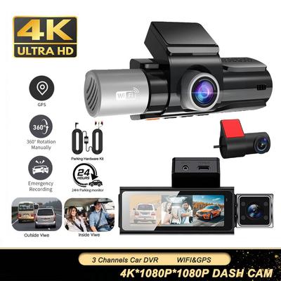 2/3-kanałowa kamera samochodowa typu dashcam, kamera UHD 4K wysokiej rozdzielczości z GPS i WiFi, samochodowy rejestrator wideo