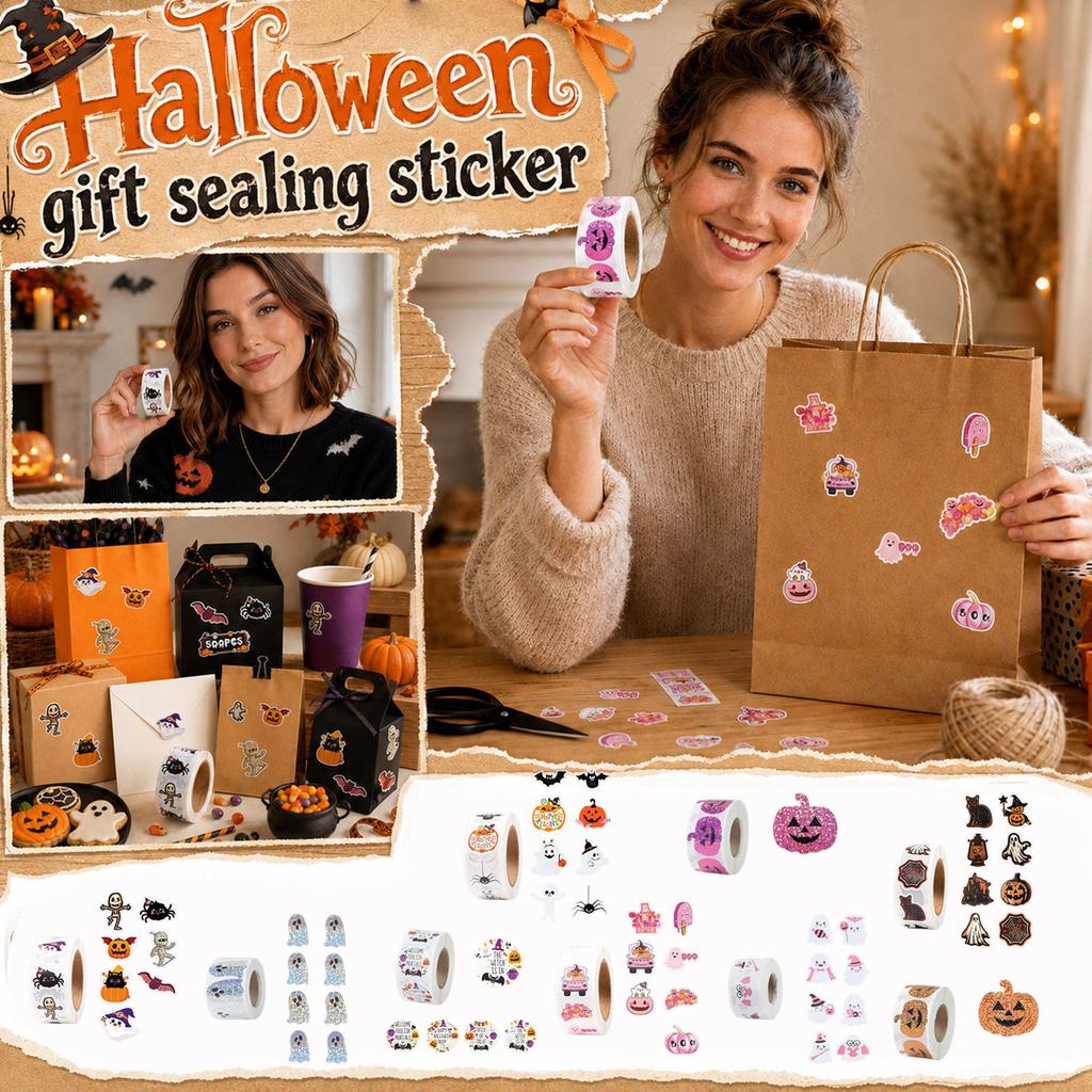 500 Pack Halloween Stickers - Assorted Designs for Party Favors, Bags and Kids Crafts