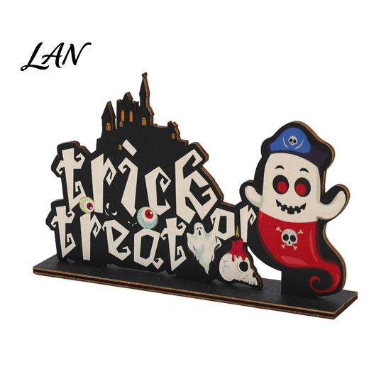 Decorative Halloween Wood Signs Wooden Ornaments for Tabletop Decorations, Stable Base Table Figures Centerpiece Home Party And Spooky Haunted