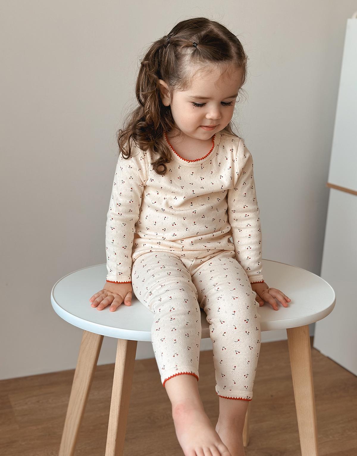 

Осенний детский пижамный комплект из хлопка и шелка для мальчиков и девочек 90 cm