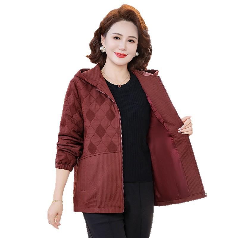 Women's Hooded Trench Coat - Spring/Autumn, Fashionable Loose Fit for Middle-aged and Elderly Moms