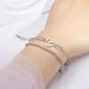 Heart Charm Bracelet Women's Stainless Steel Double Layer Paper Clip Chain Bracelet Jewelry Valentine's Day Gift New