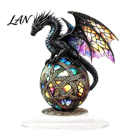 Unique Gift for Dragon Lovers Fantasy Acrylic Statue, Gothic Tabletop Figurine, Mythical Clear Display Ornament Desktop Office Bedroom Gaming