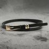 Women's Black Genuine Leather Thin Waist Belt - Versatile Fashion Accessory for Dresses, Suits, and Sweaters